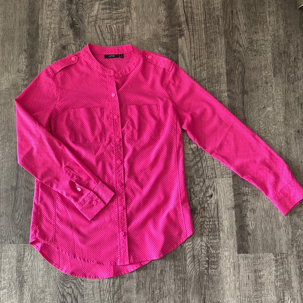 Apt 9 Pink with Blue diamond pattern Blouse